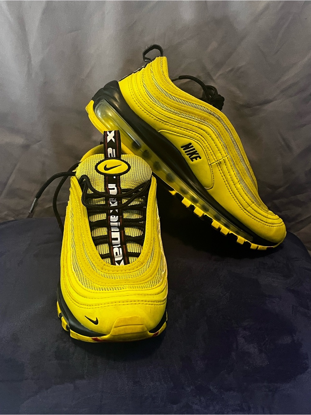 Nike Yellow and Black Air Max 97 Sneakers Size 5.5